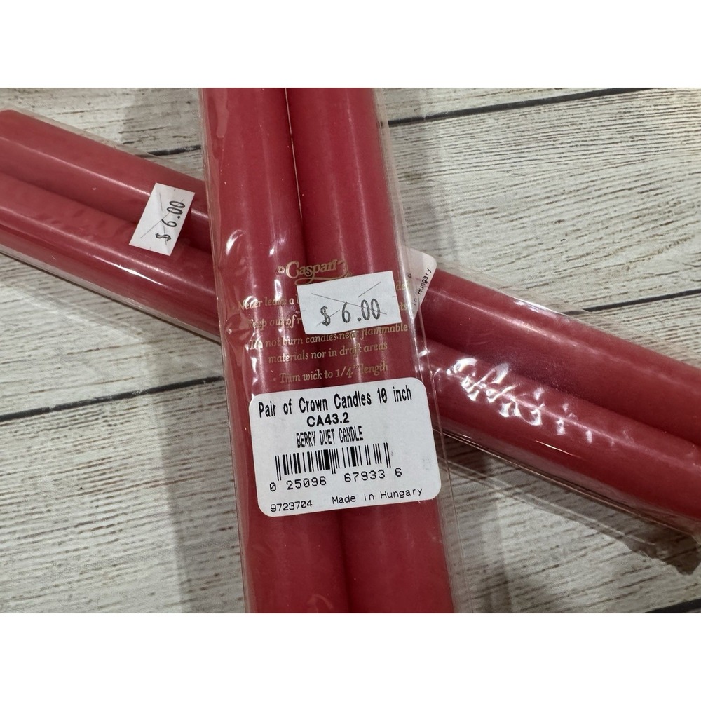 Caspari Crown 10" Candles 2 Packages - Lot of 4 Berry Duet CA43.2 NEW GTub11 - Picture 3 of 3